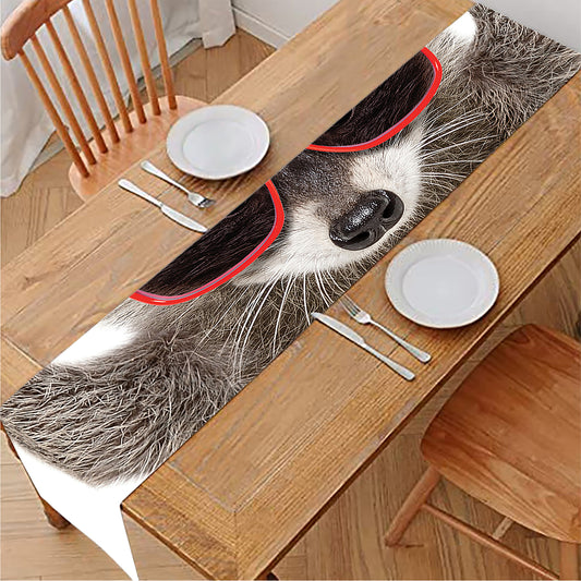 Funny Raccoon Print Table Runner