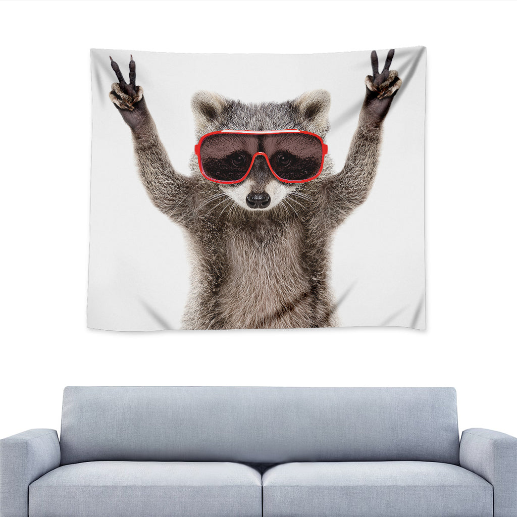 Funny Raccoon Print Tapestry