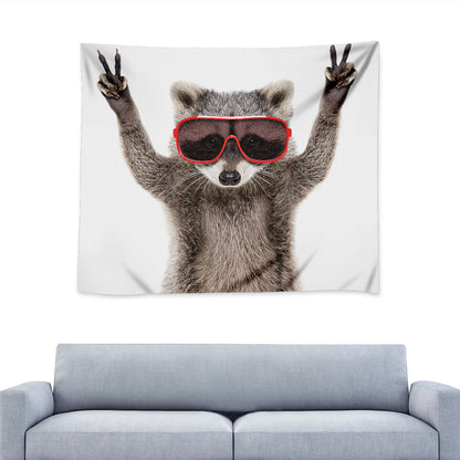 Funny Raccoon Print Tapestry