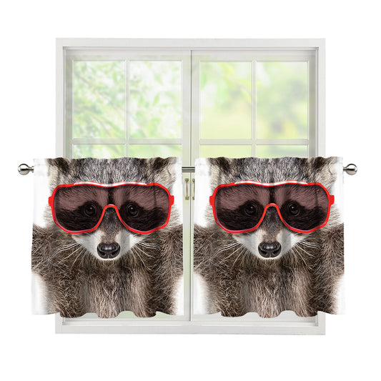Funny Raccoon Print Tier Curtains