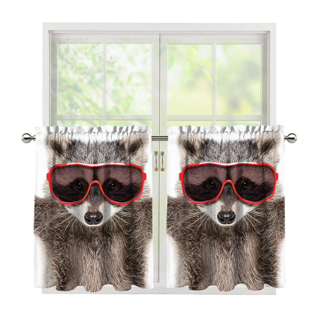 Funny Raccoon Print Tier Curtains