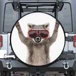 Funny Raccoon Print Tire Cover With Camera Hole