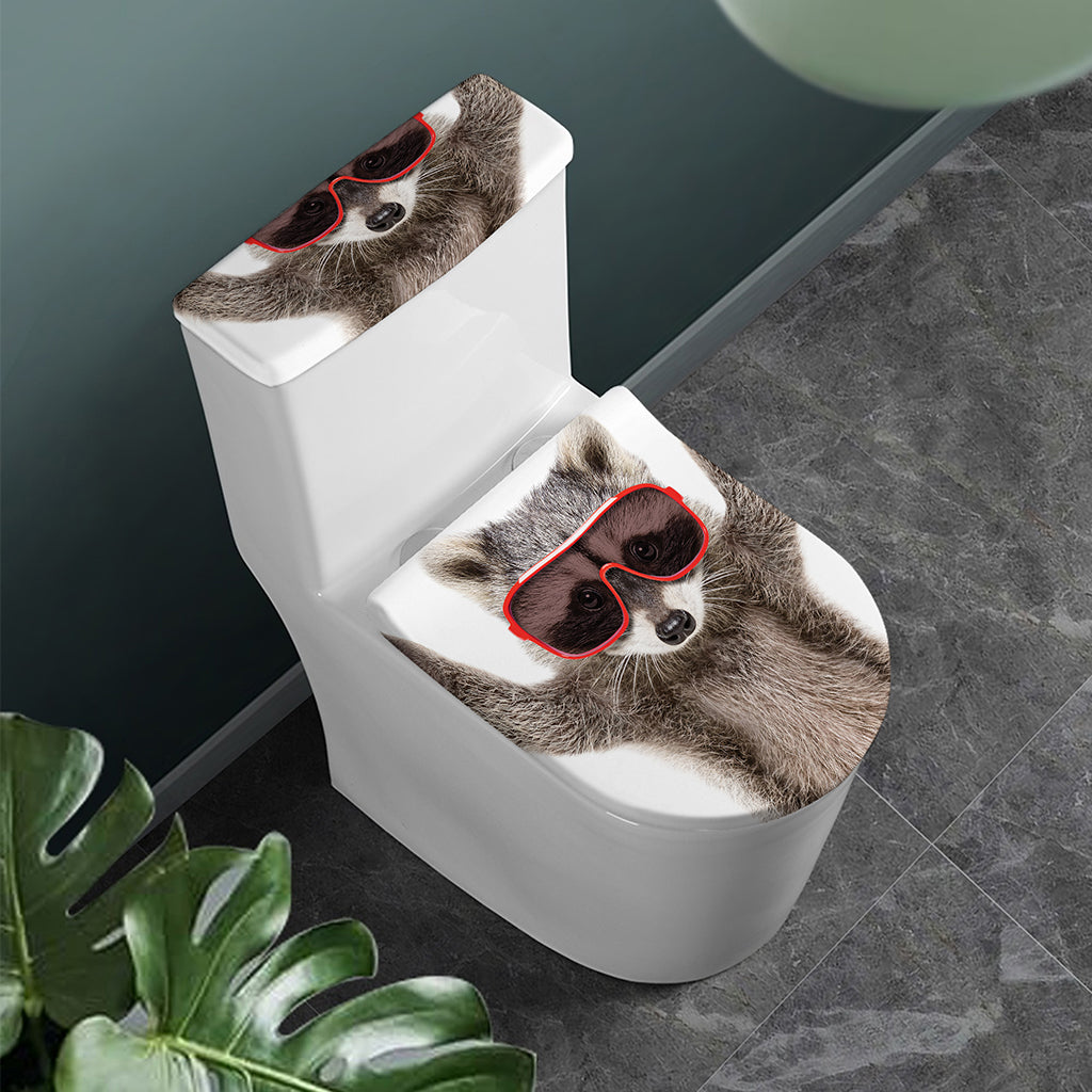 Funny Raccoon Print Toilet Lid And Tank Cover Set