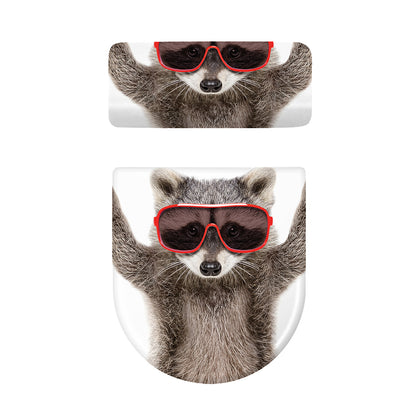 Funny Raccoon Print Toilet Lid And Tank Cover Set