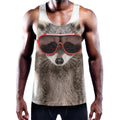 Funny Raccoon Print Men's Workout Tank Top