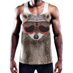 Funny Raccoon Print Training Tank Top