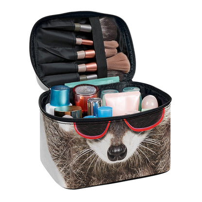 Funny Raccoon Print Travel Makeup Bag