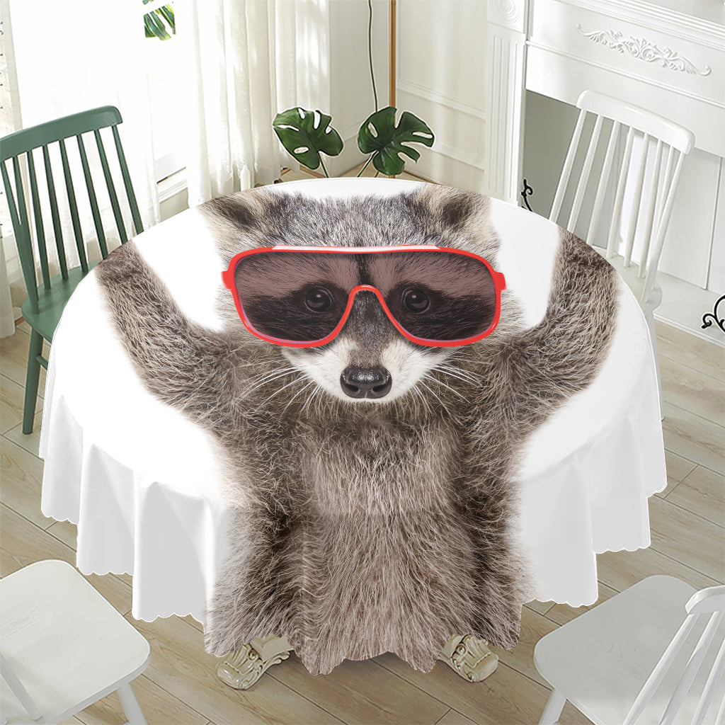 Funny Raccoon Print Waterproof Round Tablecloth