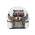 Funny Raccoon Print White Mesh Trucker Hat
