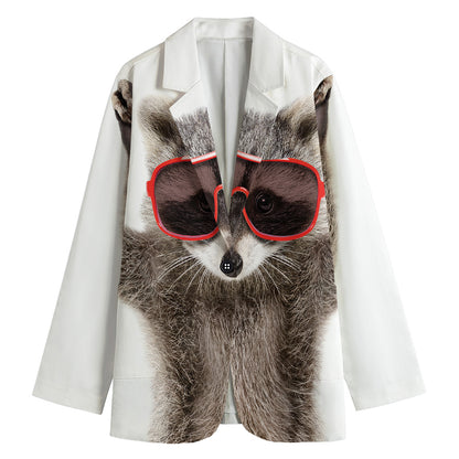 Funny Raccoon Print Women's Blazer