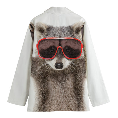 Funny Raccoon Print Women's Blazer