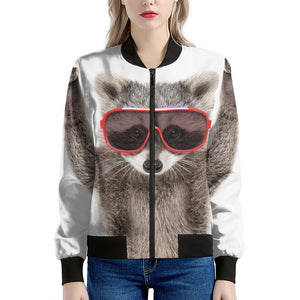 Funny Raccoon Print Women's Bomber Jacket