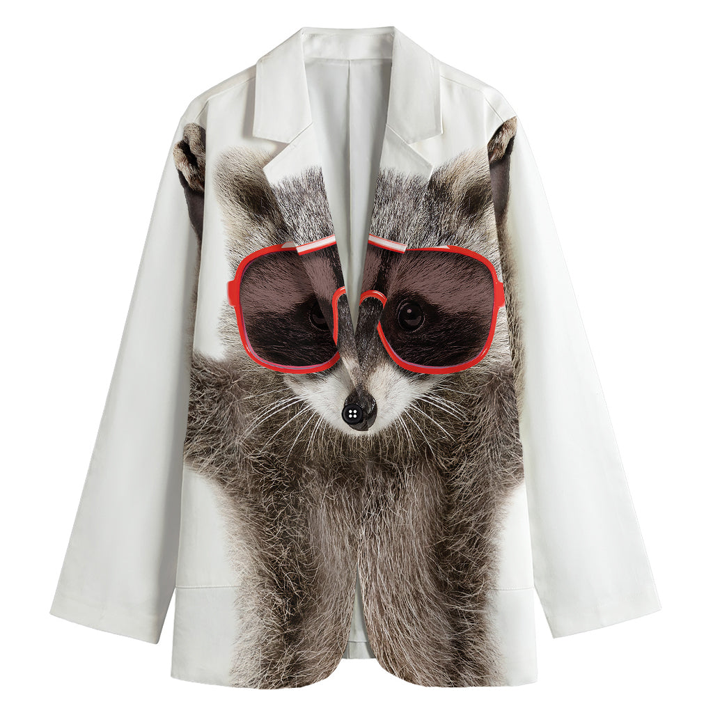 Funny Raccoon Print Women's Cotton Blazer