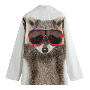 Funny Raccoon Print Women's Cotton Blazer