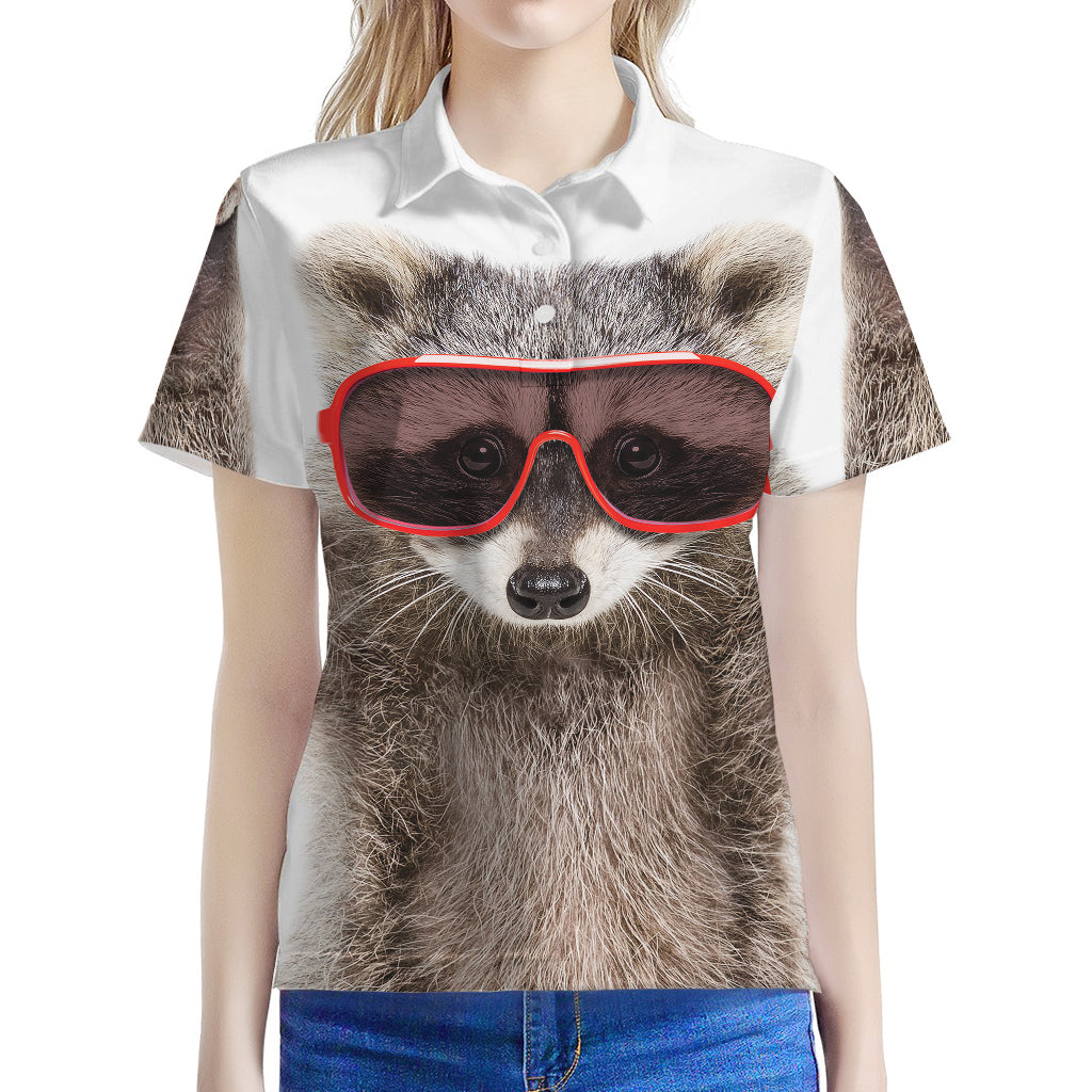 Funny Raccoon Print Women's Polo Shirt