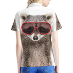 Funny Raccoon Print Women's Polo Shirt