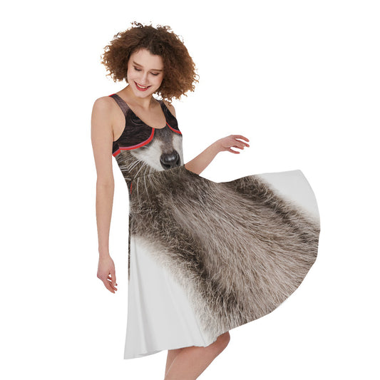 Funny Raccoon Print Women's Sleeveless Dress