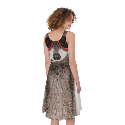 Funny Raccoon Print Women's Sleeveless Dress