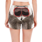 Funny Raccoon Print Women's Split Running Shorts
