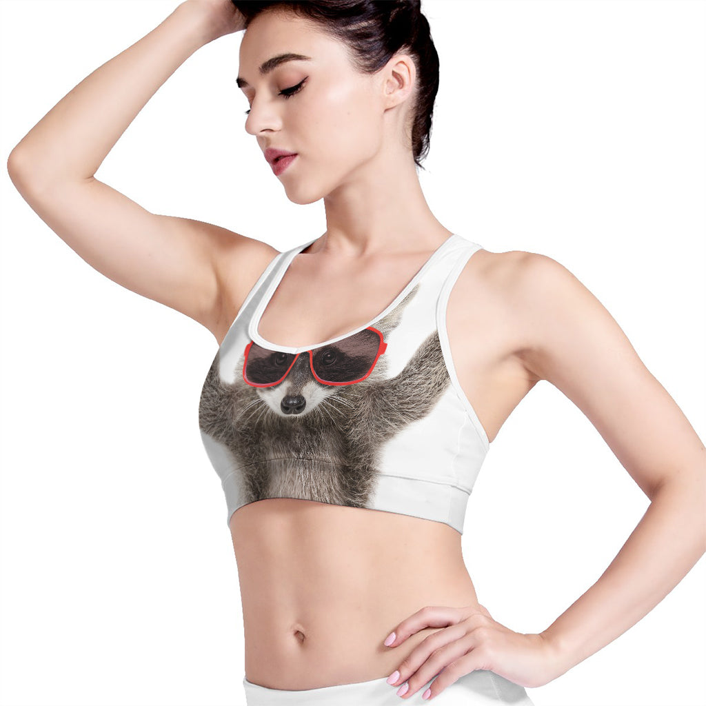 Funny Raccoon Print Women's Sports Bra