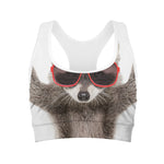 Funny Raccoon Print Women's Sports Bra