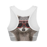 Funny Raccoon Print Women's Sports Bra