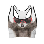 Funny Raccoon Print Women's Sports Bra