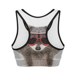 Funny Raccoon Print Women's Sports Bra