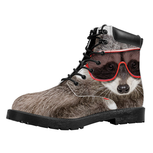 Funny Raccoon Print Work Boots