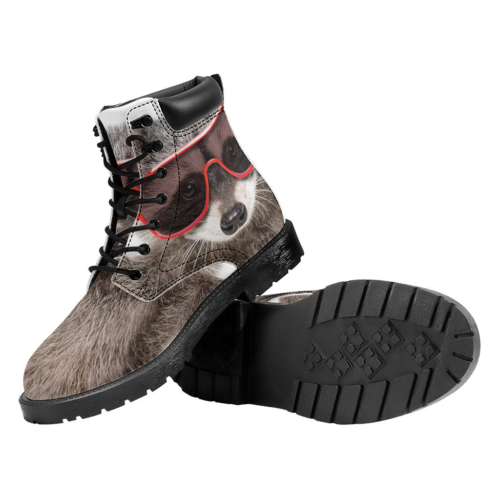 Funny Raccoon Print Work Boots