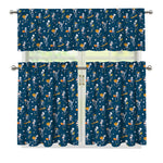 Funny Skeleton Party Pattern Print 3 Piece Kitchen Curtains