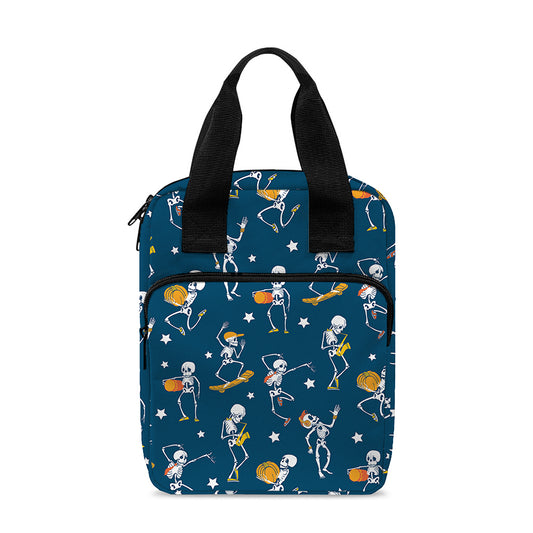 Funny Skeleton Party Pattern Print Bible Tote Bag