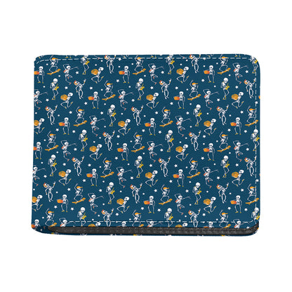 Funny Skeleton Party Pattern Print Bifold Wallet