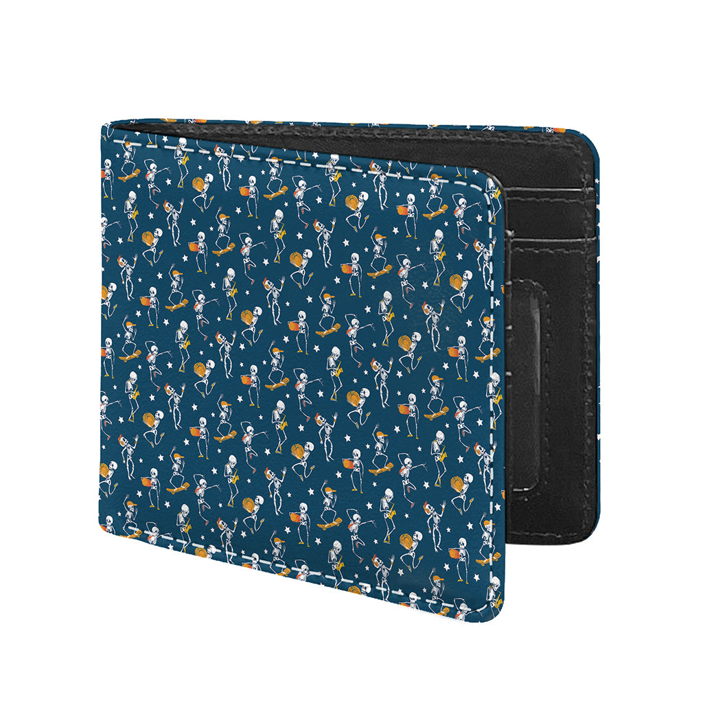 Funny Skeleton Party Pattern Print Bifold Wallet