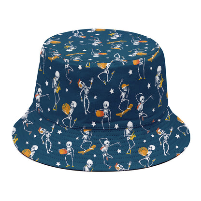Funny Skeleton Party Pattern Print Bucket Hat