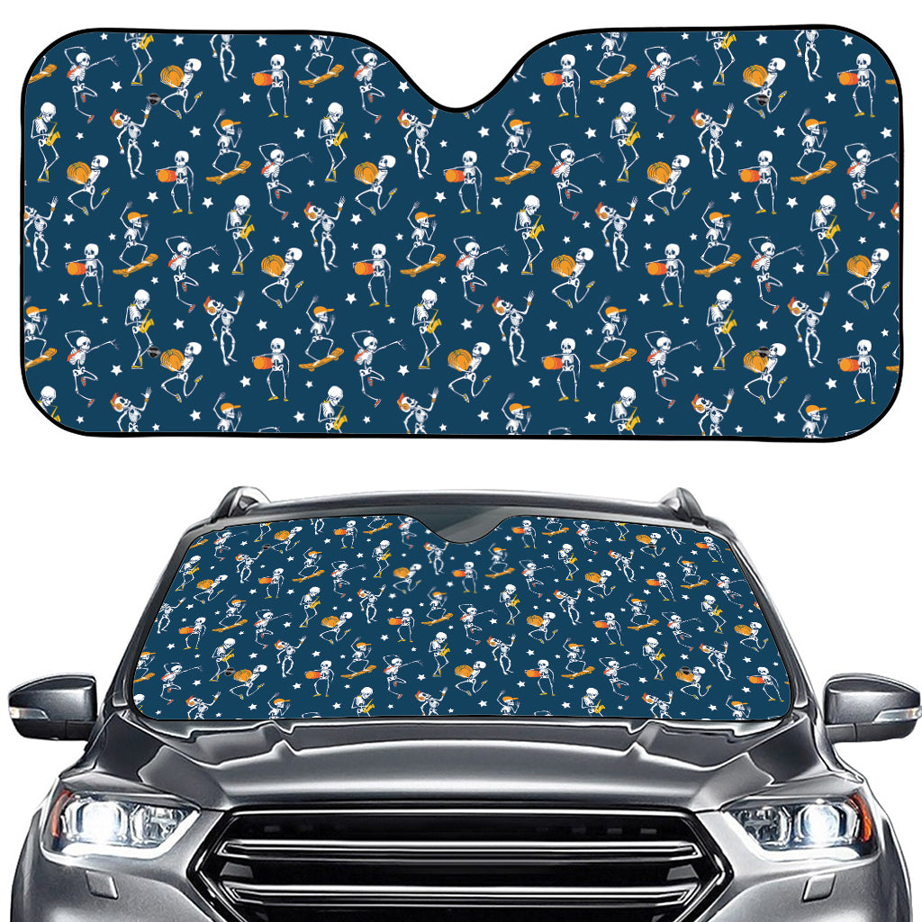 Funny Skeleton Party Pattern Print Car Windshield Sun Shade