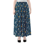 Funny Skeleton Party Pattern Print Chiffon Maxi Skirt