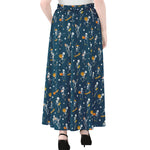 Funny Skeleton Party Pattern Print Chiffon Maxi Skirt