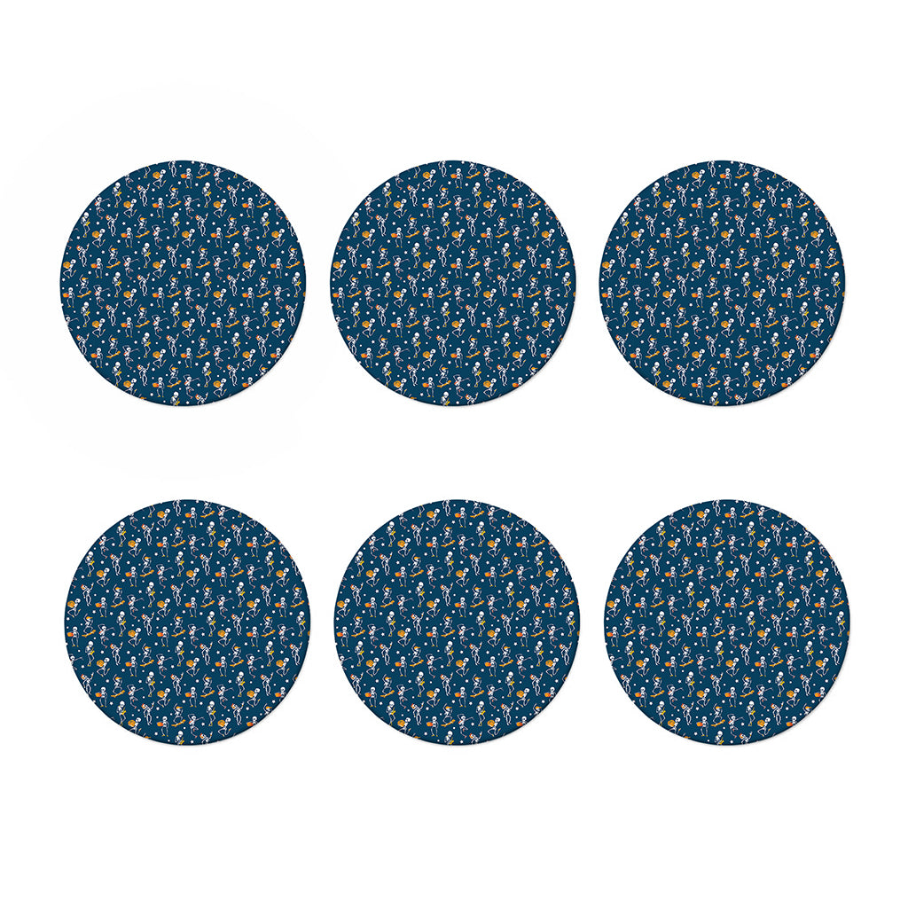 Funny Skeleton Party Pattern Print Coaster Set