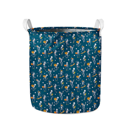 Funny Skeleton Party Pattern Print Collapsible Laundry Basket