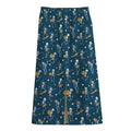 Funny Skeleton Party Pattern Print Cotton Front Slit Maxi Skirt