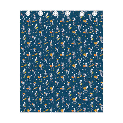 Funny Skeleton Party Pattern Print Curtain
