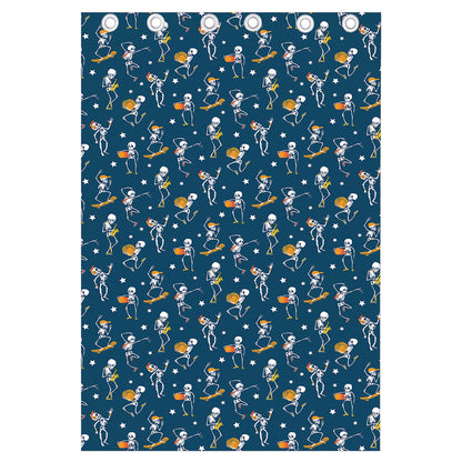 Funny Skeleton Party Pattern Print Curtain