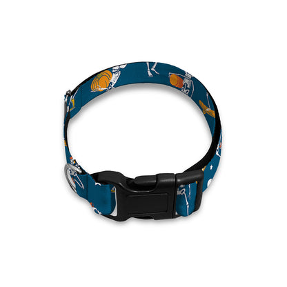 Funny Skeleton Party Pattern Print Dog Collar