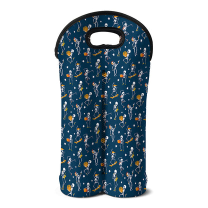 Funny Skeleton Party Pattern Print Double Neoprene Wine Tote