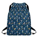 Funny Skeleton Party Pattern Print Drawstring Backpack
