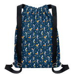 Funny Skeleton Party Pattern Print Drawstring Backpack