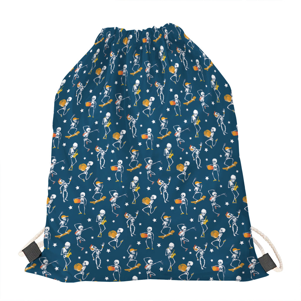 Funny Skeleton Party Pattern Print Drawstring Bag