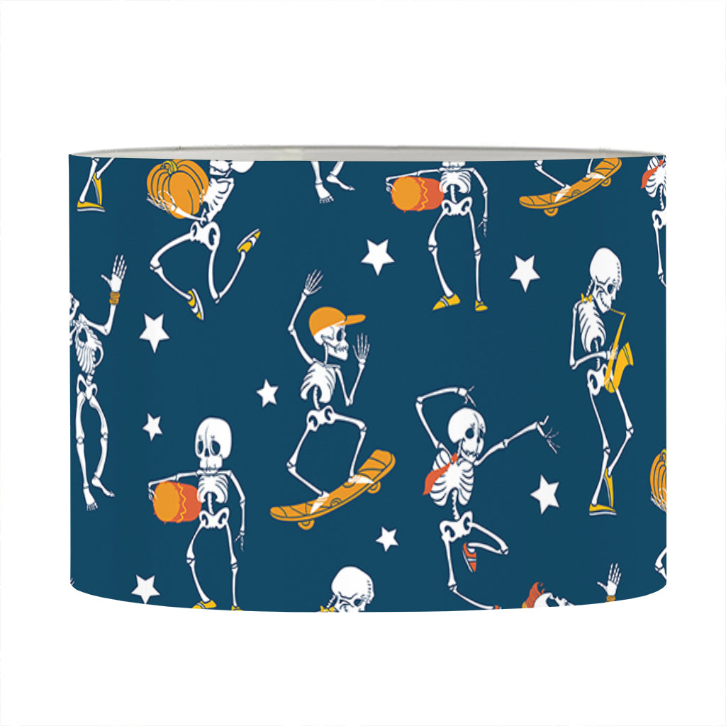 Funny Skeleton Party Pattern Print Drum Lamp Shade