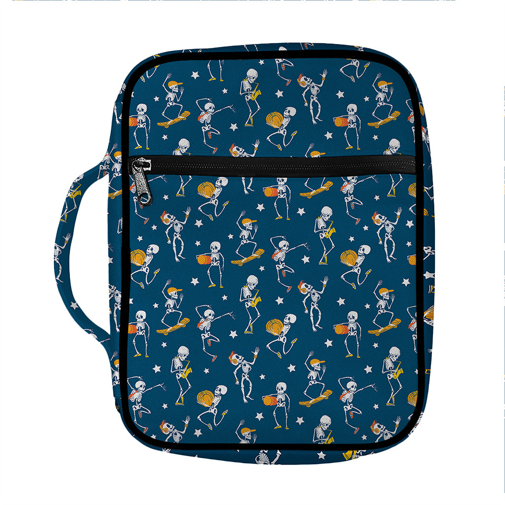 Funny Skeleton Party Pattern Print Front Pocket Bible Bag
